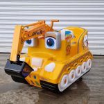 Детска клатушка с монети - жълто багерче